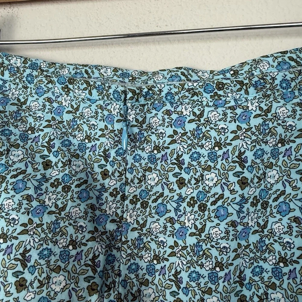 Vintage 90s Y2K Micro Floral Mini Skirt Womens‎ XL Blue Twee Ruffle Beach Casual